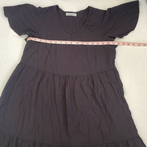 Airisa Women’s Black V-Neck Flutter Sleeve Tiered Cotton Midi Dress Sundress M/L - Picture 12 of 14
